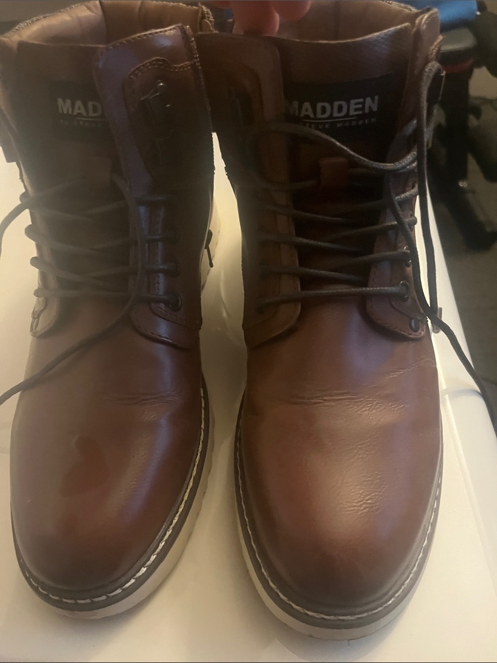 Steve Madden Brown Leather Lace-Up Men's Boots